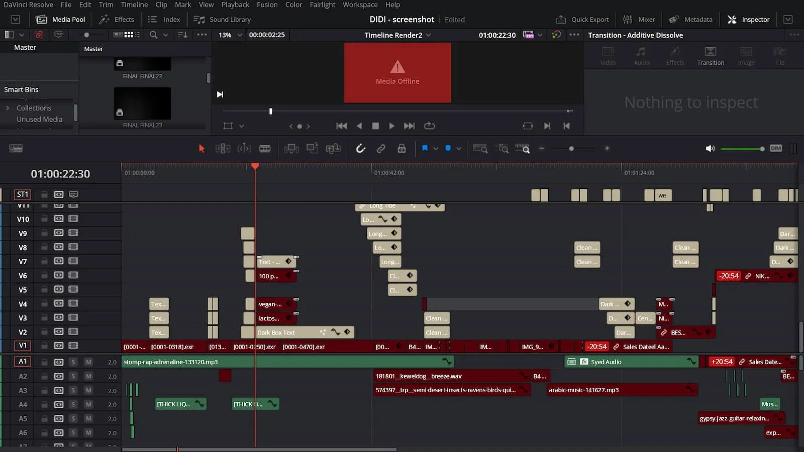 The Dateel video's timeline in DaVinci Resolve